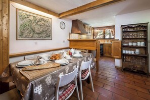 Enjoy a tasty meal at the dining table.