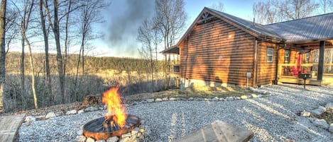 The firepit overlooking the cliffs is a great place to relax in the afternoons