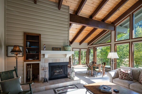 Cozy fireplace in the living room