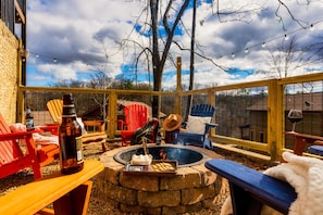 🔥Resort view and the only cabin in the resort with a custom-made fire pit