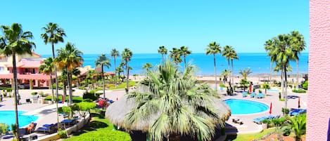 Beautiful ocean view scenery with balcony