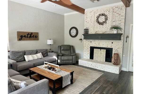 1 of 2 large living spaces. Gas fireplace and much more...