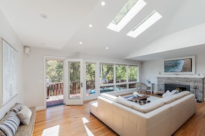 Living Room with Fireplace and HDTV