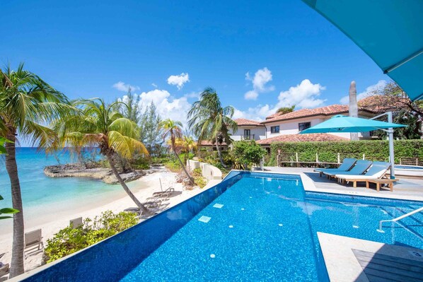 Private pool overlooking the beach. 