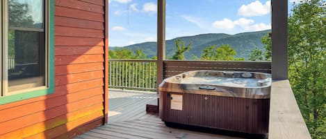 Mountain views from the hot tub on the wraparound deck.