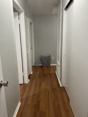 Hallway to sleeping areas....four bedrooms and two bathrooms.