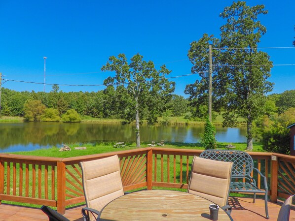 Back deck view of private lake