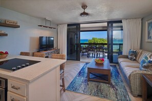 "Beautiful condo in the best location. Quiet when the beach gets loud."