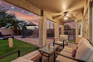 Backyard with putting green