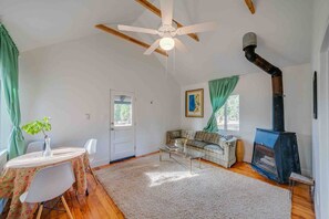 Cabin 10 Living room has a gas fireplace