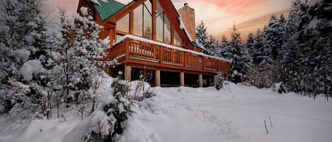 A gorgeous winter sunset looks good on this house
