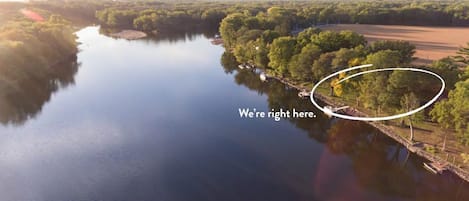 Aerial photo of The Riverhouse in September