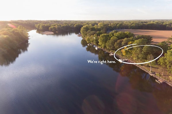 Aerial photo of The Riverhouse in September