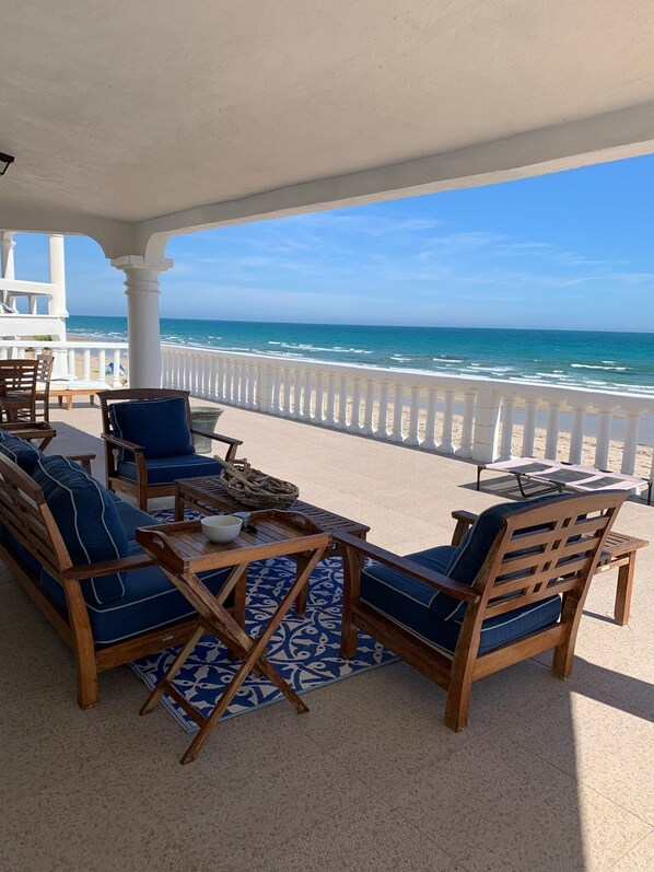 Plenty of comfy upgraded patio furniture throughout.