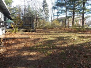 A spacious backyard, great for outdoor fun.