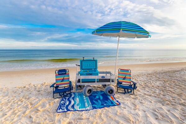 You are provided with a full set up for your beach day!