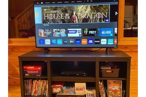 Smart TV w/ some free apps like Tubi & Watchfree. You may log-in w/ your accts. 