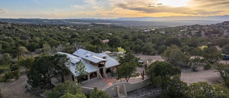 Drone aerial of Xanadu Villa with its incredible views and privacy. 