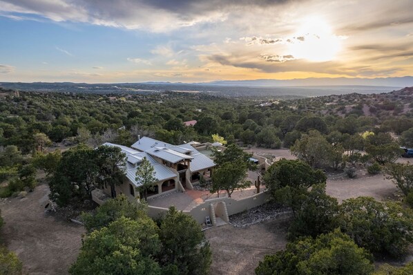 Drone aerial of Xanadu Villa with its incredible views and privacy. 