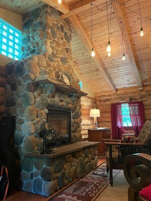 Nice high ceilings in the Log Room with mood lighting to help you relax