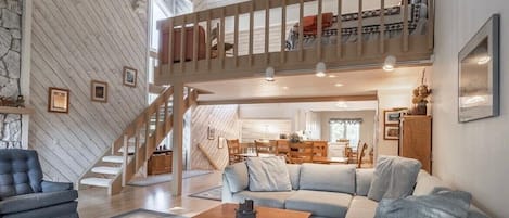 Light and bright living room with high ceilings