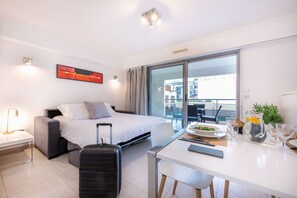 Our comfy sofa bed sleeps up to 2 people!
