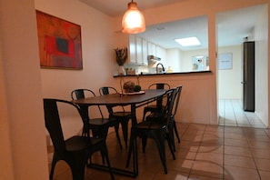 Dining Room table can sit 6 guests comfortably.