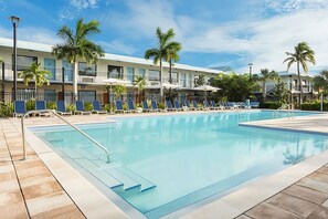 Relax poolside and take a dip in our pool