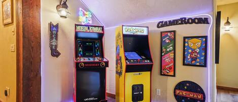 Adults and kids can enjoy playing hours on the arcades in the game room