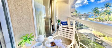 Enjoy coffee on your private lanai