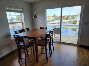 Dining area with view of canal and gulf