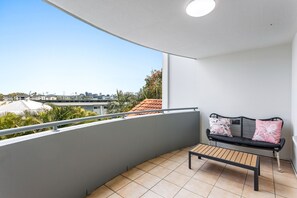 Balcony with city views