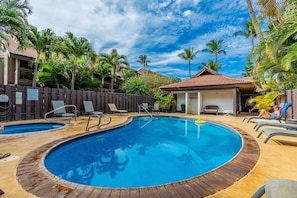 Gated pool and hot tub are available for guests' use.