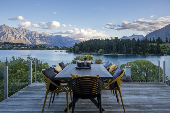 Dining on the deck with views to die for.