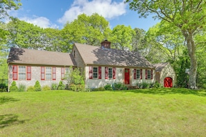 Front Exterior | 2-Story Home w/ Basement | Spacious Yard | Private Pool