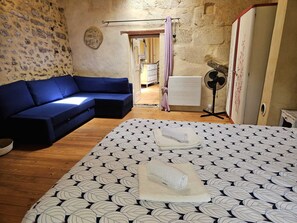 Blue bedroom with comfy sofabed (1)