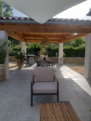 terrasse couverte et terrasse voile d'ombrage : 30 m2