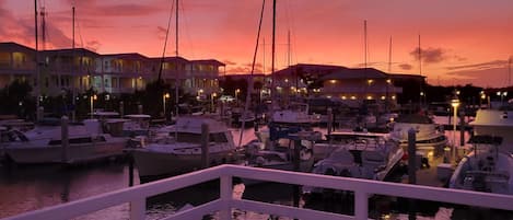 Sunset view from your vacation houseboat in beautiful Key West