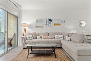 Brand new furnishing throughout.  Easily cuddle up with 6 for movie night.