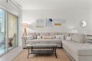 Brand new furnishing throughout. Easily cuddle up with 6 for movie night.