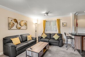 Welcome to your home-away-from home.

Living room with comfortable sofa.
