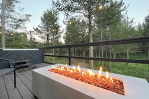 Modern fire pit. Note the propane will not flow in extra cold temps