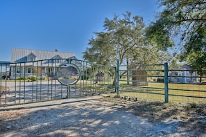 The entire property is gated with security fencing.