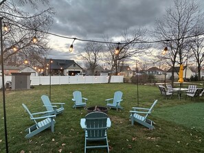 Firepit; large backyard