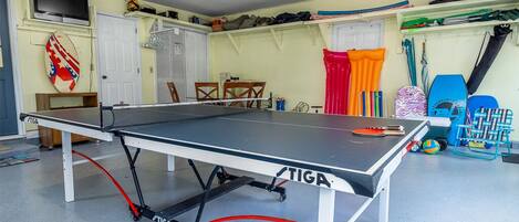 Ping Pong! Beach gear: rafts, chairs, floats, boogie boards, cooler!