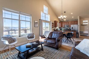 Living room with a mountain views