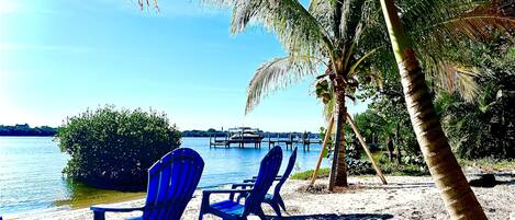 Private sandy beach on Big Bayou