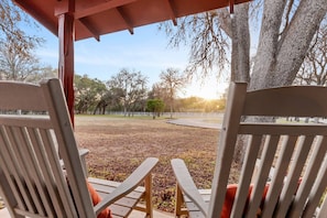 Rock your cares away and watch the beautiful Texas sunsets from the front porch.