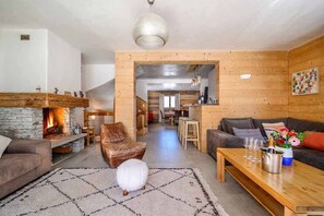Kick back your feet and relax in the cozy living area.
