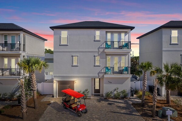 Saved by the Beach - Exterior Front View -  Included 6-Passenger Golf Cart